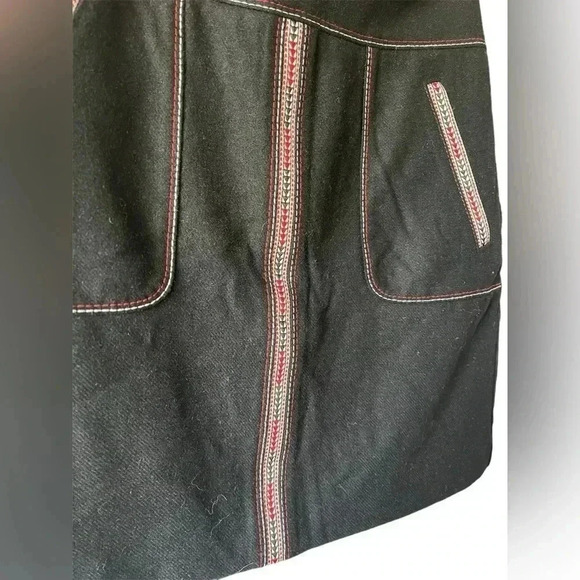 Loft Black Western Embroidered Wool Skirt 0 - Picture 2 of 5